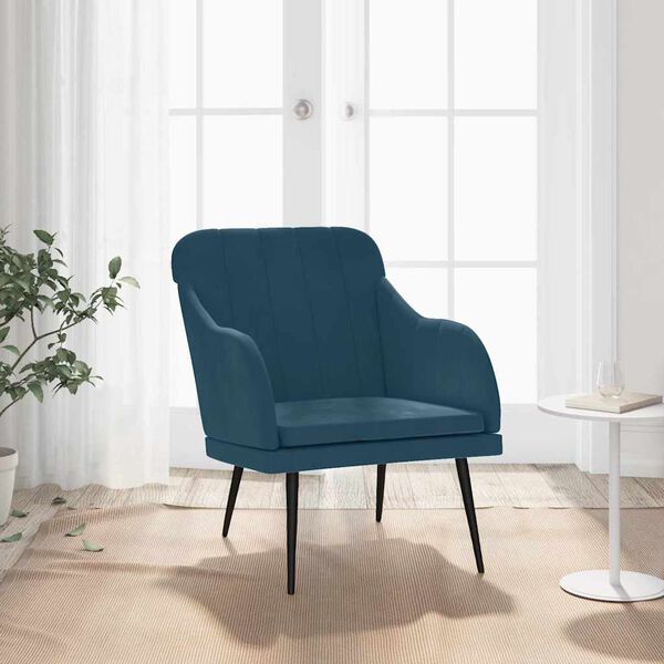 vidaXL Poltrona Blu 63x76x80 cm Velluto