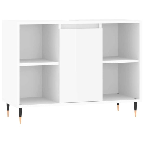 vidaXL Armadietto Bagno Bianco Lucido 80x33x60cm in Legno Multistrato