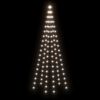 vidaXL Albero di Natale Pennone Bianco Freddo 108 LED 180 cm
