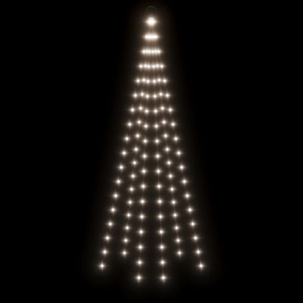 vidaXL Albero di Natale Pennone Bianco Freddo 108 LED 180 cm