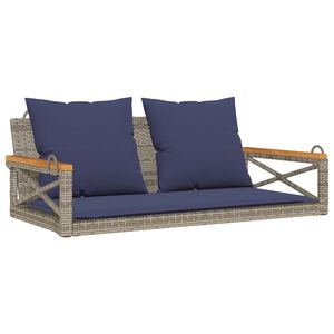 vidaXL Panchina Dondolo con Cuscini Grigia 109x62x40 cm in Polyrattan