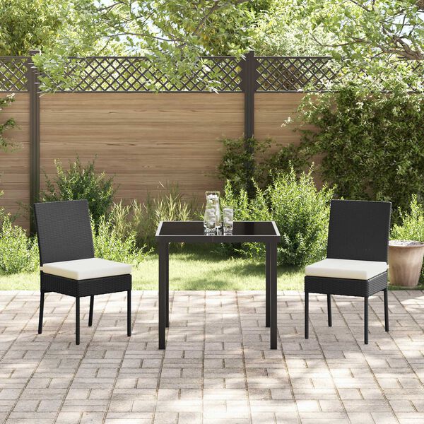 vidaXL Set da Pranzo per Giardino 3 pcs Nero