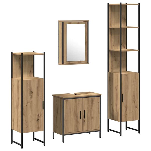 vidaXL Set di mobili per il bagno 4 pcs Marrone Legno multistrato