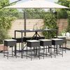 vidaXL Set Bar da Giardino 9 pz con Cuscini in Polyrattan Nero