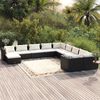 vidaXL Set Divani da Giardino 11 pz con Cuscini in Polyrattan Nero