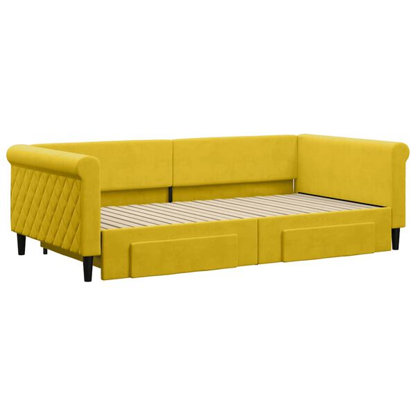 vidaXL Divano Letto Estraibile con Cassetti Giallo 100x200cm Velluto