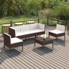 vidaXL Set Divani da Giardino 6 pz con Cuscini in Polyrattan Marrone