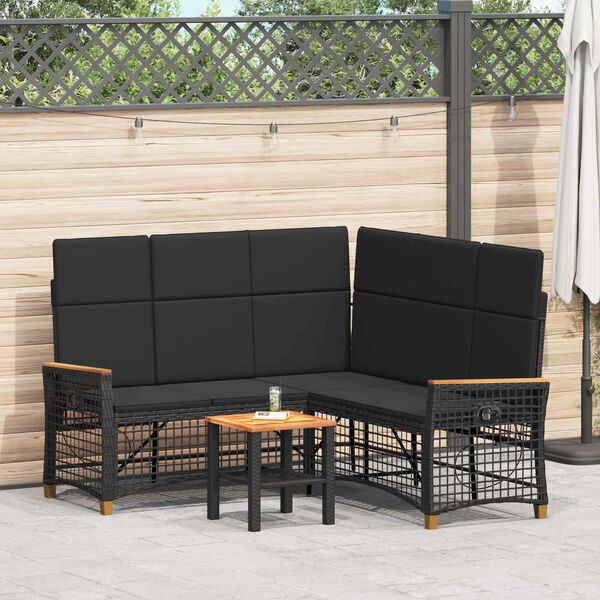 vidaXL Set di Divani Recliner da Giardino Nero 164 x 164 x 112 cm