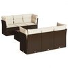 vidaXL Set Divani da Giardino 7 pz con Cuscini Marrone in Polyrattan