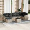 vidaXL Set Divani da Giardino 7pz con Cuscini Grigio Chiaro Polyrattan