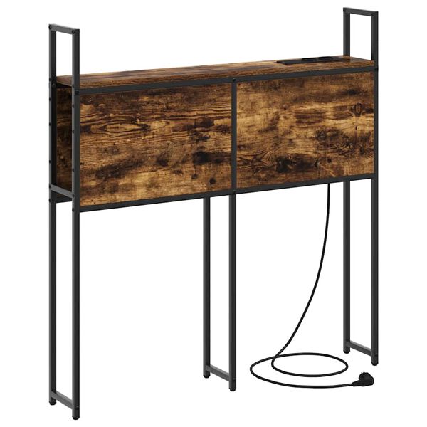 vidaXL Testiera con Stazione di Carica e Storage Rovere fumo 75 cm