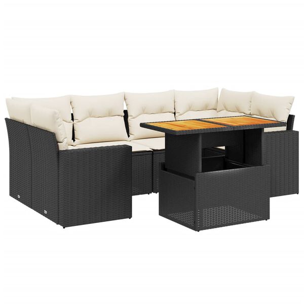 vidaXL Set Divani da Giardino con Cuscini 7pz Nero Polyrattan
