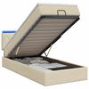 vidaXL Letto Ottomano con Materasso e LED Crema 100 x 200 cm Tessuto