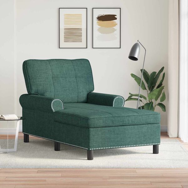 vidaXL Chaise Lounge con cuscino Verde Scuro 91 x 157 x 91 cm Tessuto