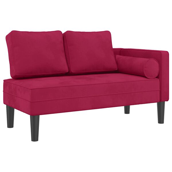 vidaXL Chaise Lounge con Cuscini Rosso Vino in Velluto
