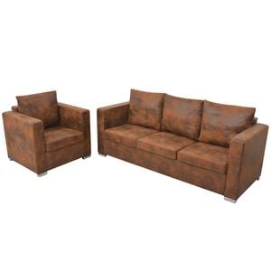 vidaXL Set Divani 2 pz in Pelle Scamosciata Artificiale