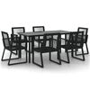 vidaXL Set da Pranzo da Giardino 7 pz Nero in Rattan PVC