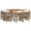 vidaXL Set da Pranzo da Giardino 9 pz con Cuscini Beige in Polyrattan