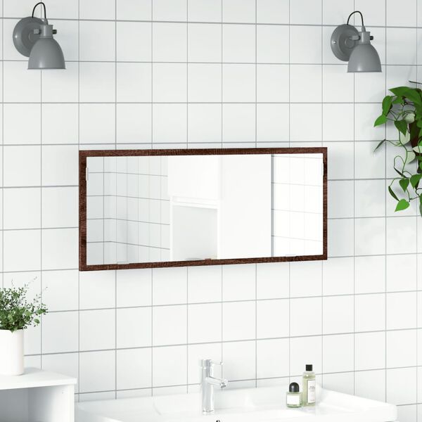 vidaXL Specchio da Bagno LED Rovere Marrone 100x8,5x37cm in Truciolato