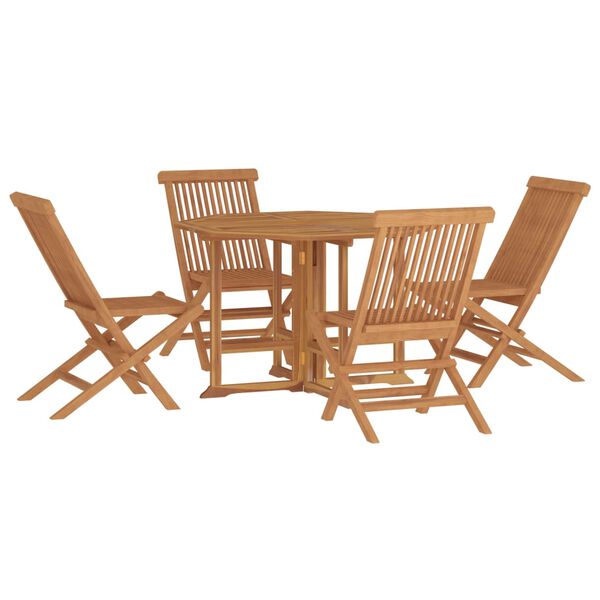 vidaXL Set da Pranzo Pieghevole per Esterni 5pz Legno Massello di Teak