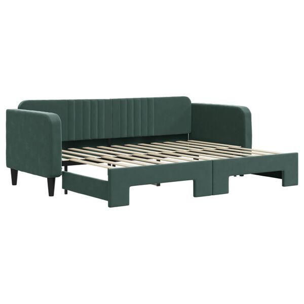 vidaXL Divano Letto con Letto Estraibile Verde Scuro 80x200cm Velluto