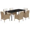 vidaXL Set da Pranzo da Giardino 7 pz con Cuscini Beige in Polyrattan