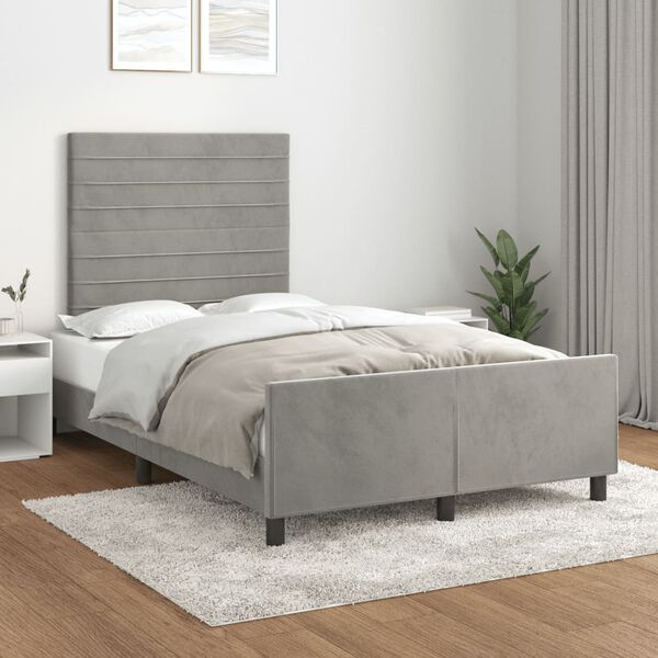 vidaXL Giroletto senza Materasso Grigio Chiaro 120x190 cm Velluto