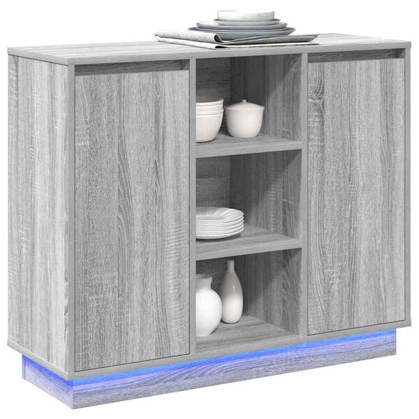 vidaXL Madia LED Grigio Sonoma 90 x 32 x 75 cm Legno multistrato