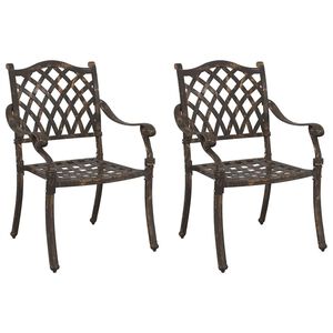 vidaXL Sedia da Giardino 2 pcs Bronzo 56 x 55 x 92.5cm Alluminio