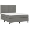 vidaXL Letto a Molle Materasso e LED Grigio Scuro 140x190cm in Tessuto