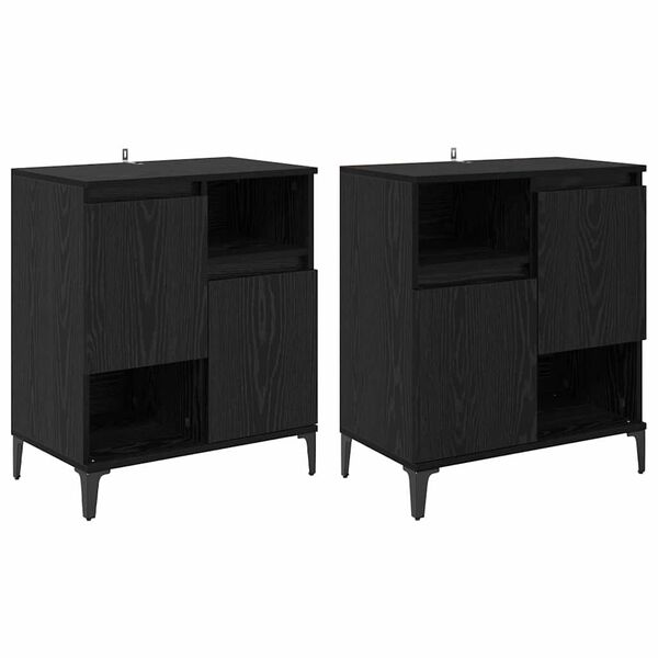 vidaXL Sideboards 2 pcs Rovere Nero 60 x 35 x 70 cm Legno multistrato