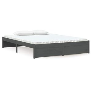 vidaXL Giroletto Grigio in Legno Massello 135x190 cm Double