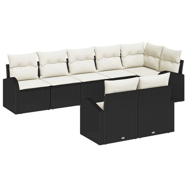 vidaXL Set Divano da Giardino 8 pcs Nero e Bianco polyrattan