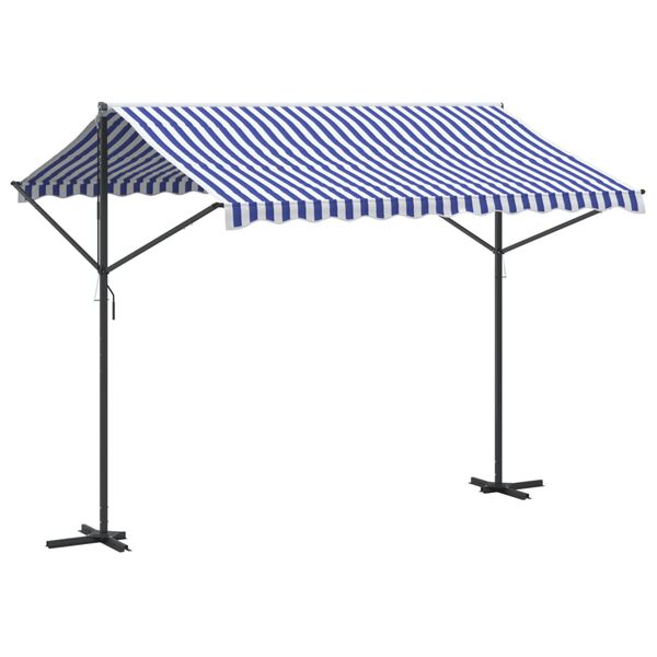 vidaXL Tenda da Sole Blu e Bianca 300x300 cm in Tessuto e Acciaio