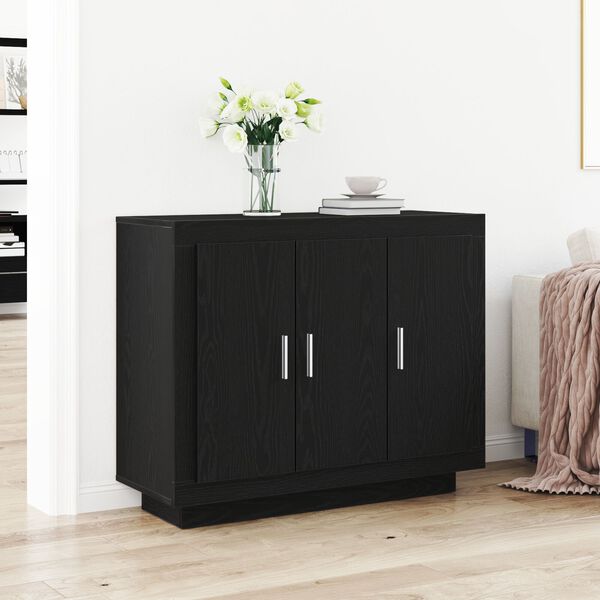 vidaXL Credenza Rovere Nero 92 x 35 x 75 cm Legno multistrato