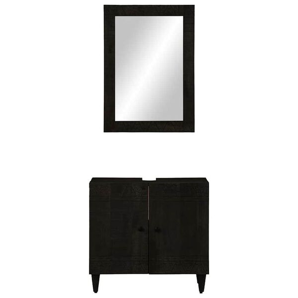 vidaXL Set Mobili da Bagno 2pz in Legno Massello di Mango