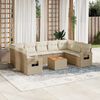 vidaXL Set Divano da Giardino 10 pz con Cuscini Beige in Polyrattan