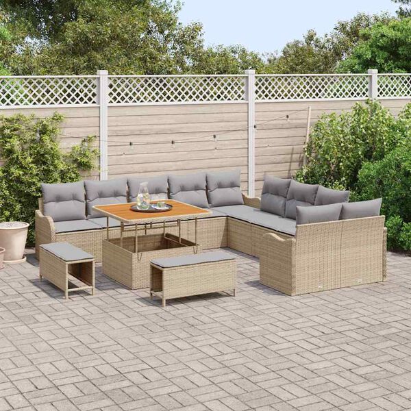vidaXL Set Divano da Giardino con cuscino 13 pcs Beige e Grigio Chiaro
