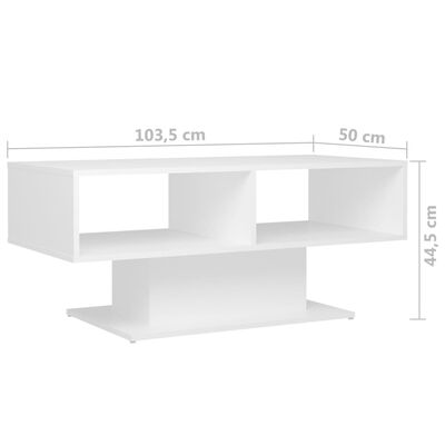 vidaXL Tavolino da Salotto Bianco 103,5x50x44,5cm in Legno Multistrato