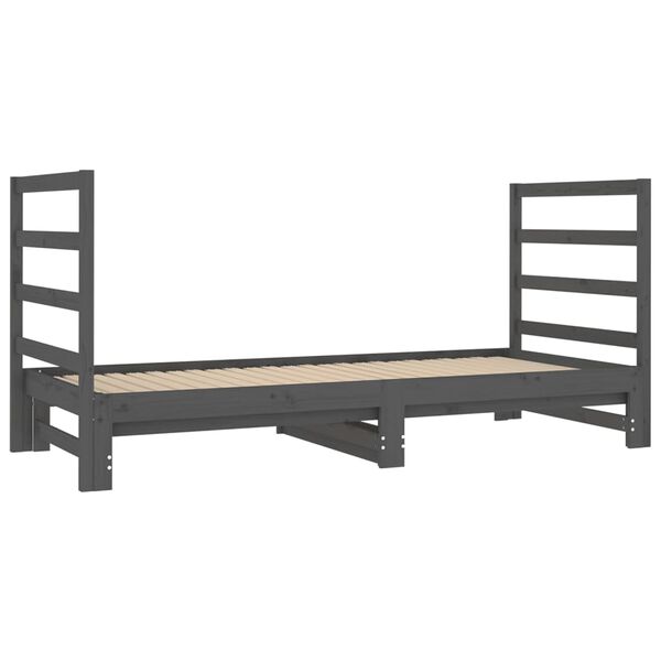 vidaXL Dormeuse Estraibile Grigia 2x(90x190) cm Legno Massello di Pino
