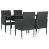 vidaXL Set da Pranzo da Giardino 5 pz Nero in Polyrattan e Acciaio
