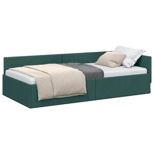 vidaXL Cornice del letto ad angolo Verde Scuro 80 cm x 200 cm Tessuto
