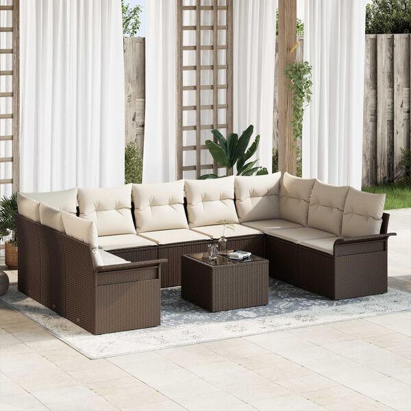 vidaXL Set Divano da Giardino 10 pcs Grigio polyrattan