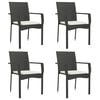 vidaXL Set da Pranzo da Giardino 5 pz Nero con Cuscini in Polyrattan