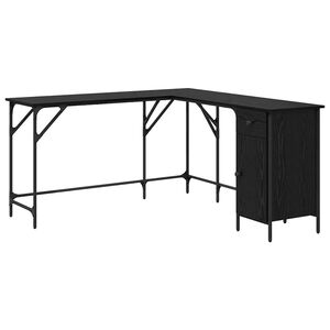 vidaXL Scrivania Rovere Nero Legno ingegnerizzato 141 x 141 x 75 cm