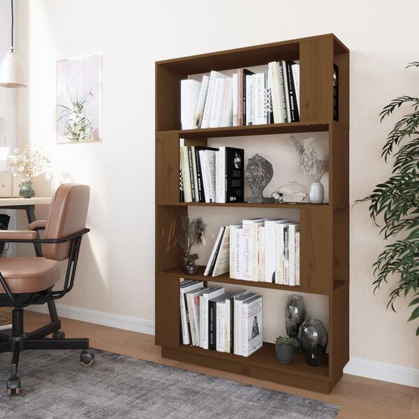 vidaXL Libreria/Divisorio Ambrato 80x25x132 cm Legno Massello di Pino