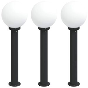 vidaXL Lampioni a palo 3 pz 80 cm Nero IP44