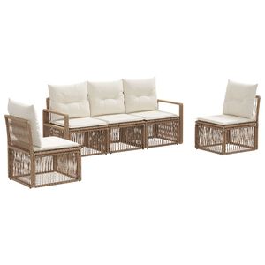 vidaXL Set Divano da Giardino 5 pz Beige polyrattan