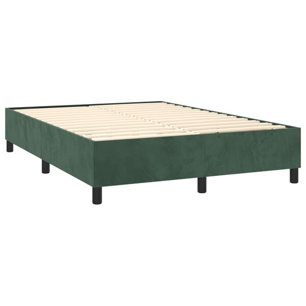 vidaXL Giroletto a Molle con Materasso Verde Scuro 140x190 cm Velluto
