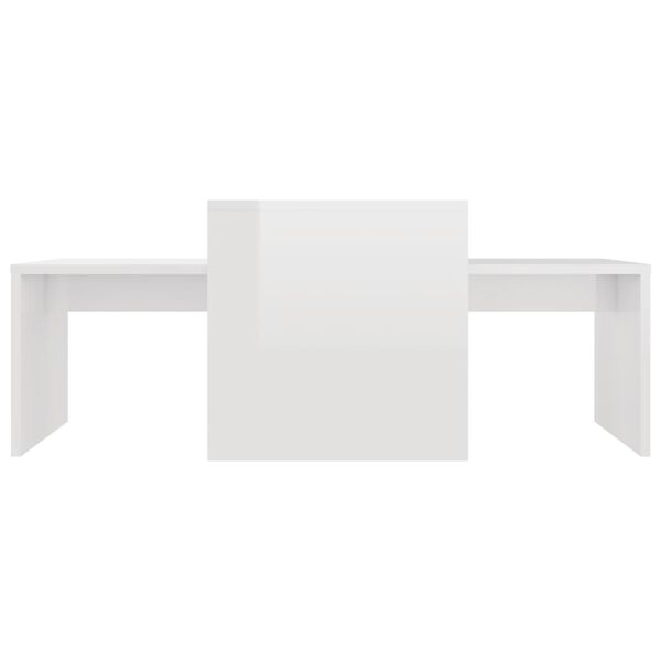vidaXL Set Tavolini da Salotto Bianco Lucido 100x48x40 cm Multistrato